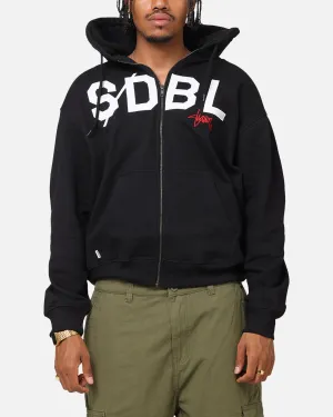 S Double Applique Zip-Up Hoodie Black