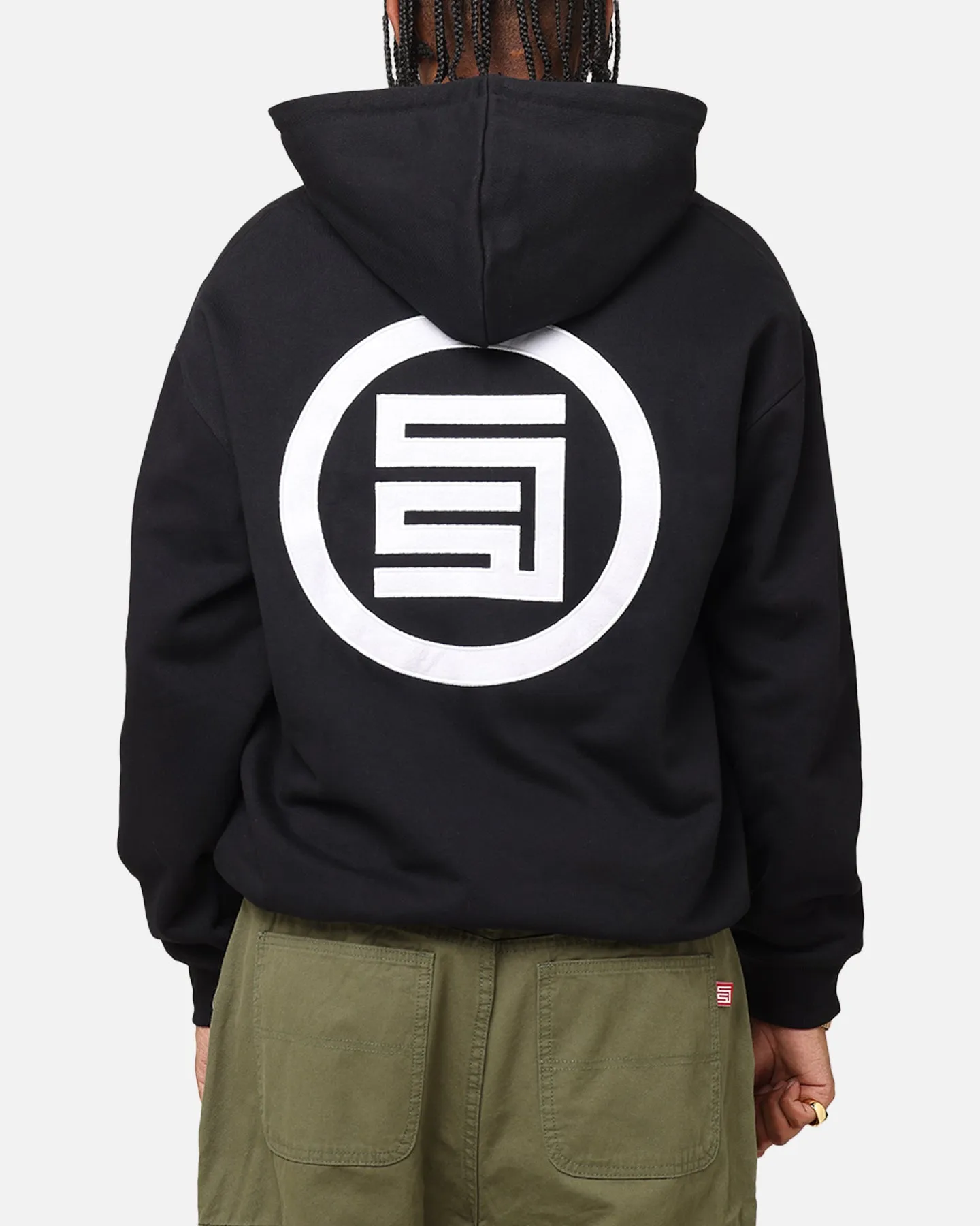 S Double Applique Zip-Up Hoodie Black