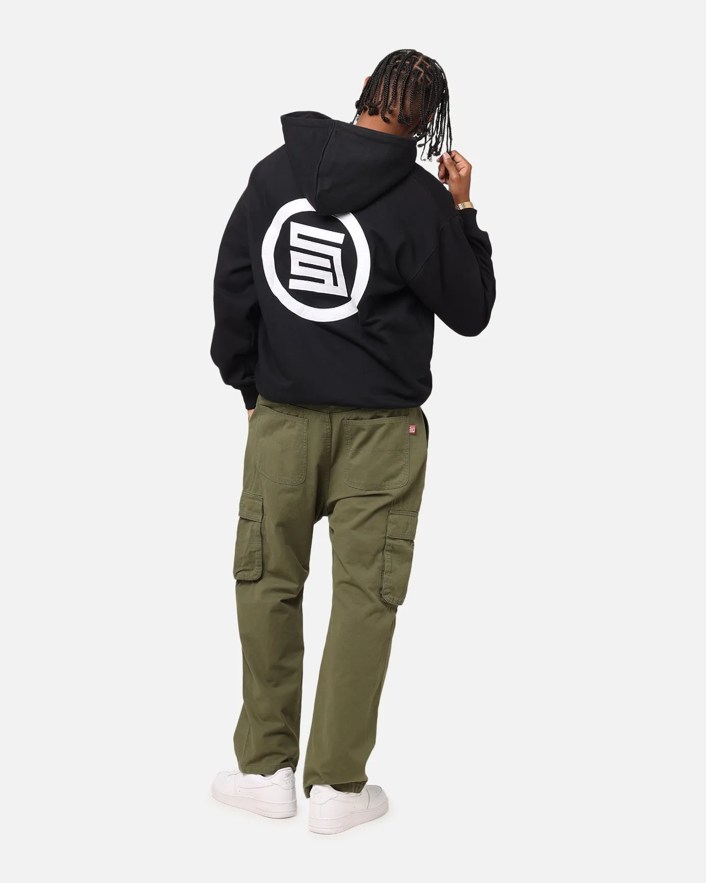 S Double Applique Zip-Up Hoodie Black