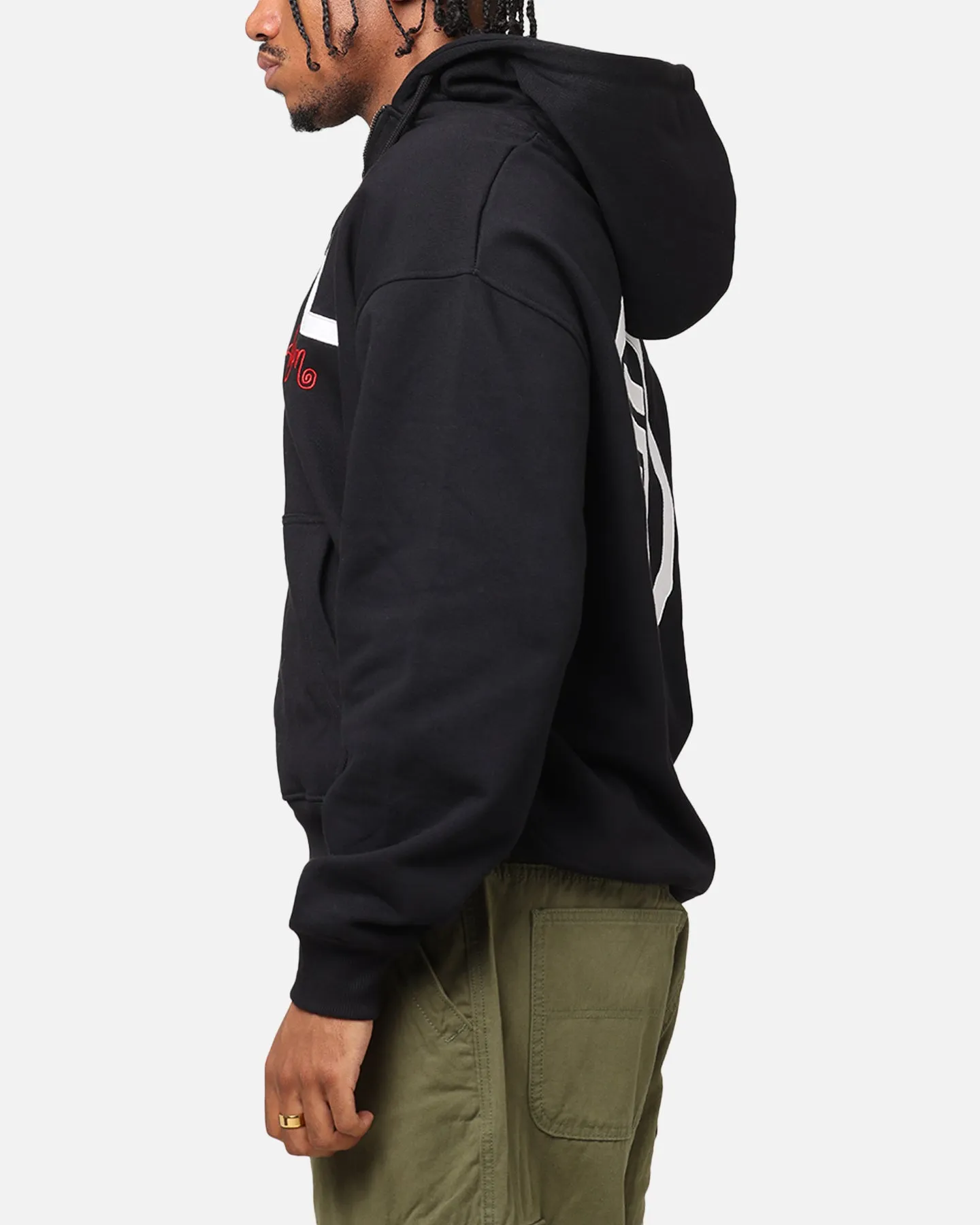 S Double Applique Zip-Up Hoodie Black