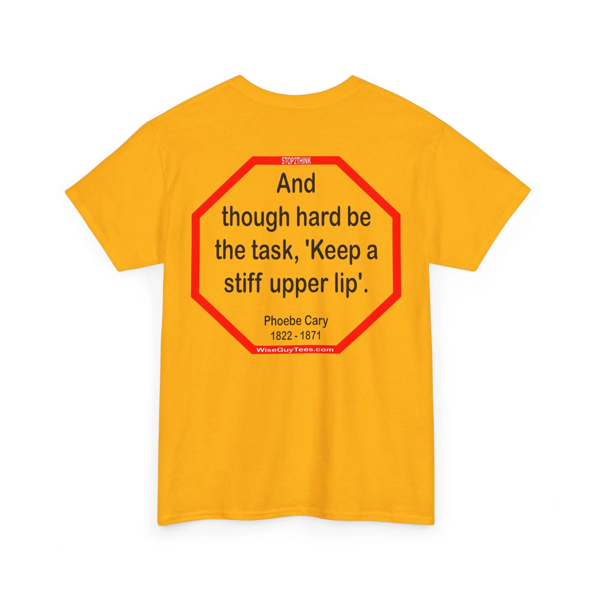 s2t- And though hard be the task, 'Keep a stiff upper lip'.  -  Phoebe Cary  1822 - 1871