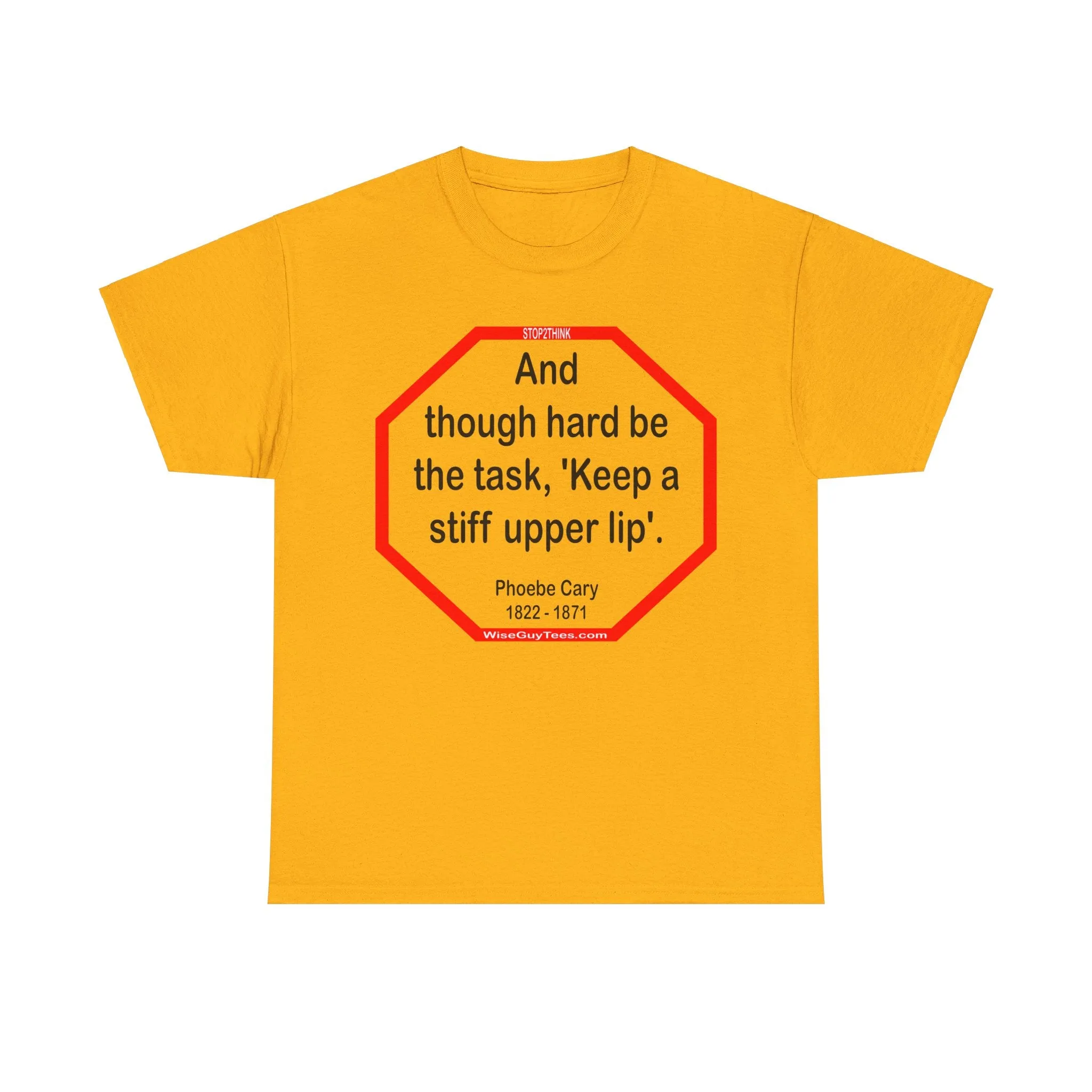 s2t- And though hard be the task, 'Keep a stiff upper lip'.  -  Phoebe Cary  1822 - 1871