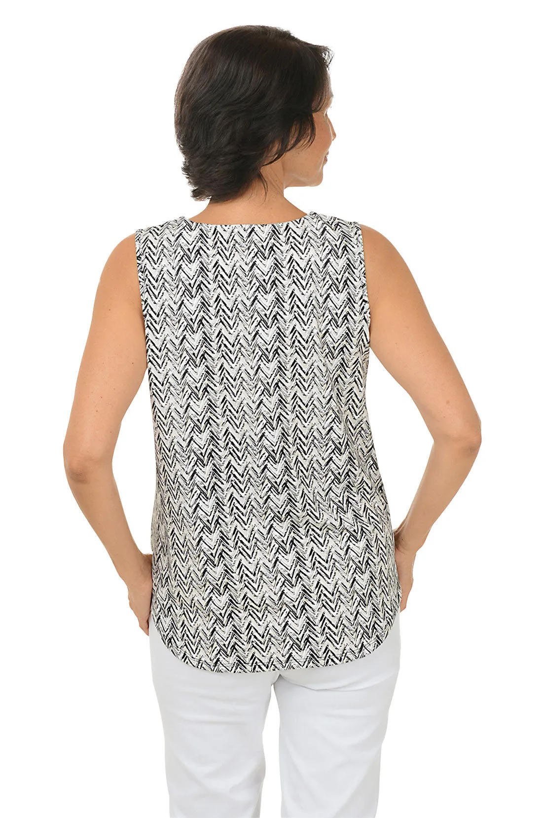 Sandy Chevron UPF50  Split Neck Sleeveless Top