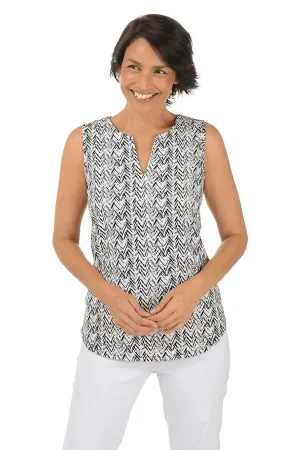 Sandy Chevron UPF50  Split Neck Sleeveless Top