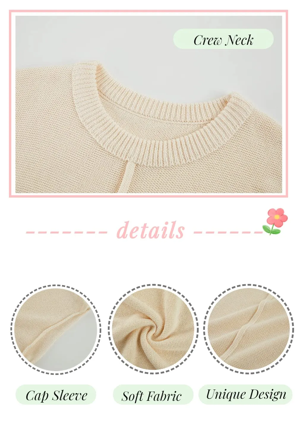 Saodimallsu Womens Tank Tops Summer Causal Loose Fit Cap Sleeve Crew Neck Knit Lightweight Sweater Pullover Top Apricot