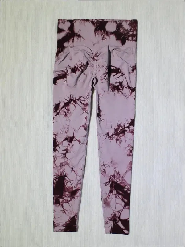 Seamless tie dye high waist gym pants for women - tummy control yoga leggings