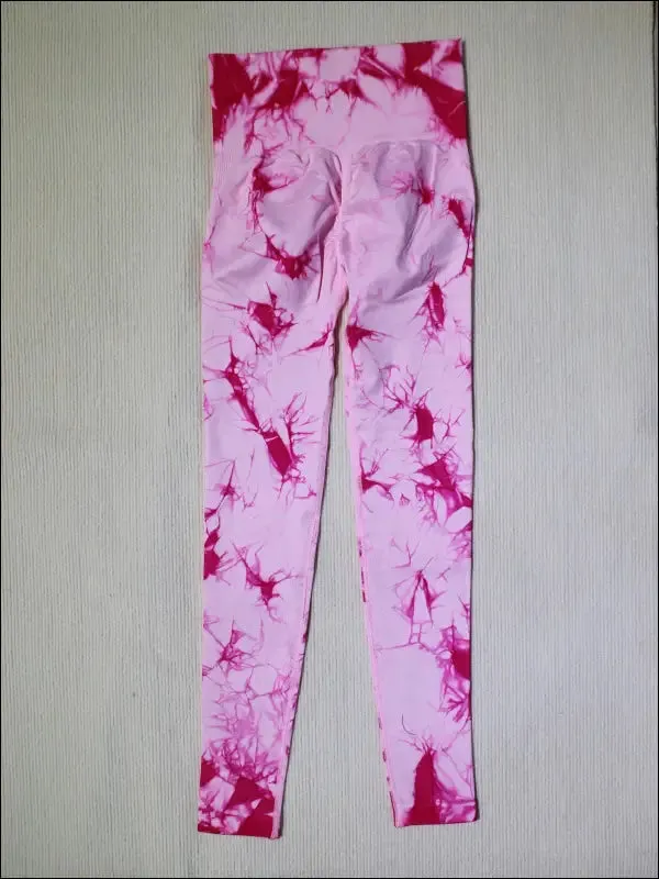 Seamless tie dye high waist gym pants for women - tummy control yoga leggings