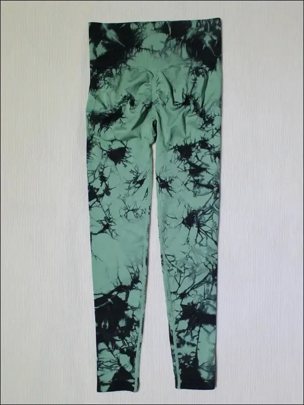 Seamless tie dye high waist gym pants for women - tummy control yoga leggings