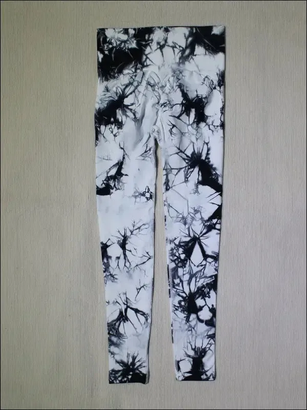 Seamless tie dye high waist gym pants for women - tummy control yoga leggings