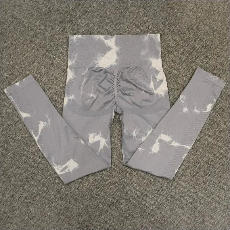 Seamless tie dye high waist gym pants for women - tummy control yoga leggings