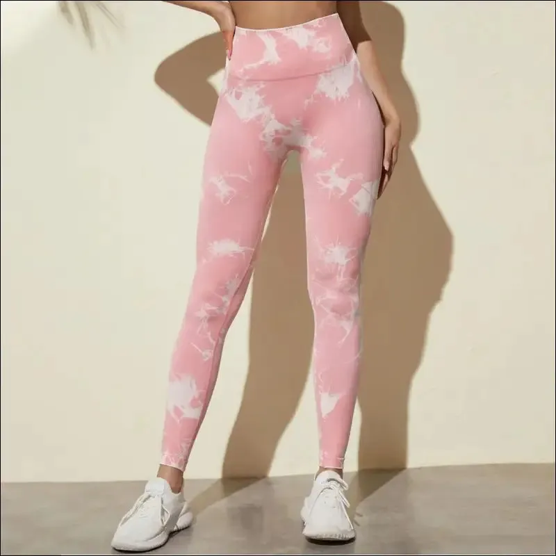 Seamless tie dye high waist gym pants for women - tummy control yoga leggings