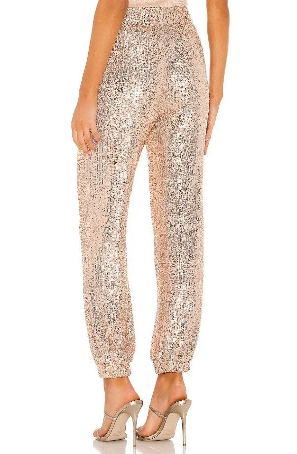 SEQUIN JOGGER PANTS W2408PIB ROSE GOLD