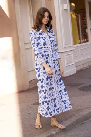 Shirt Dress Maxi- Marion Blue