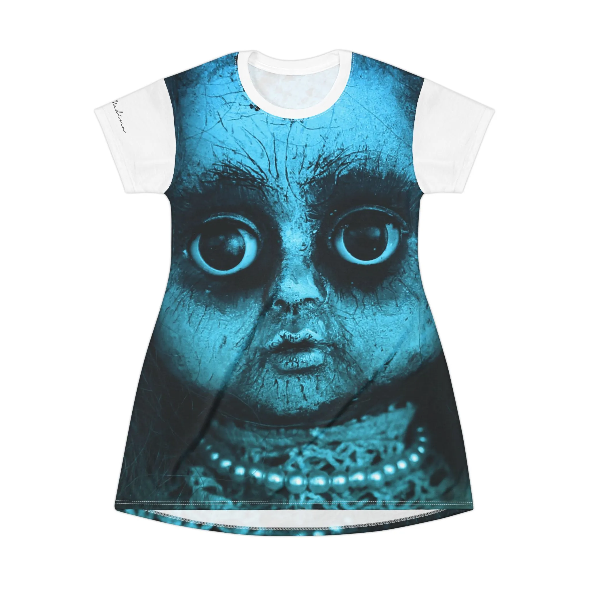 Shirtdress, White Creepy Doll Face
