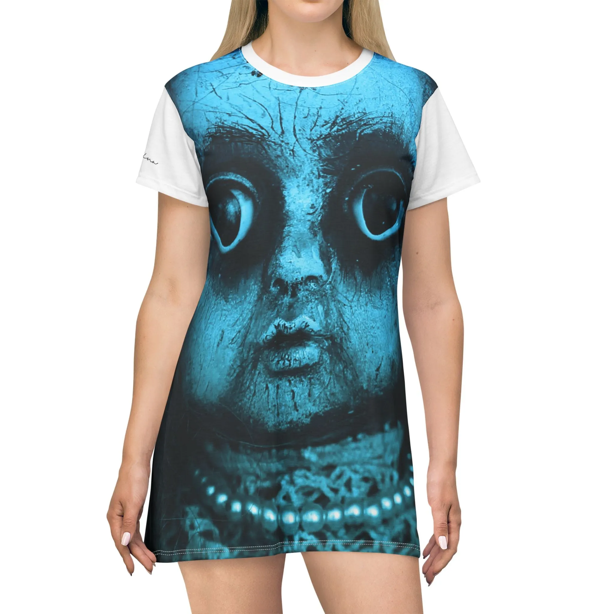 Shirtdress, White Creepy Doll Face