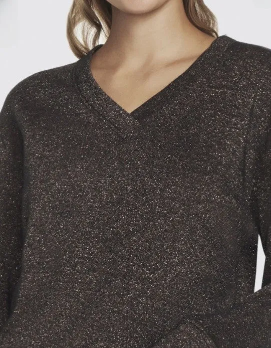 SKECH-SWEATS SHIMMER  V-NECK (LT110A-BLK)