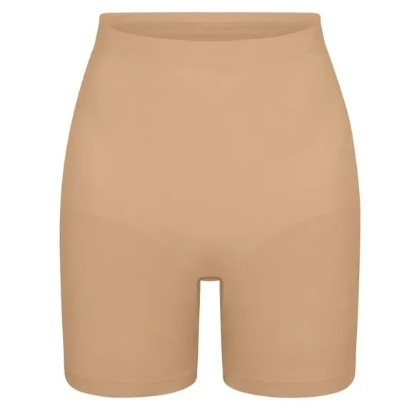 SKIMS Seamless Sculpt Mid Thigh High Waisted Tummy Control Shape Shorts In Clay