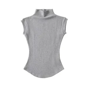 Sleek Sleeveless Turtleneck Summer Tee
