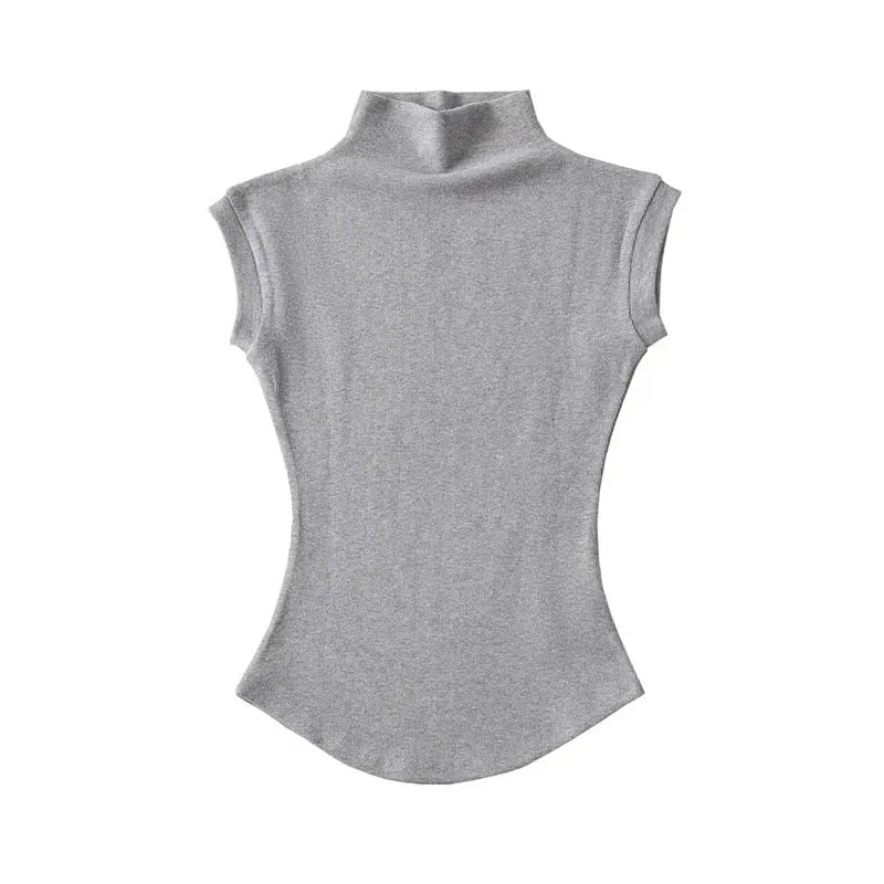 Sleek Sleeveless Turtleneck Summer Tee