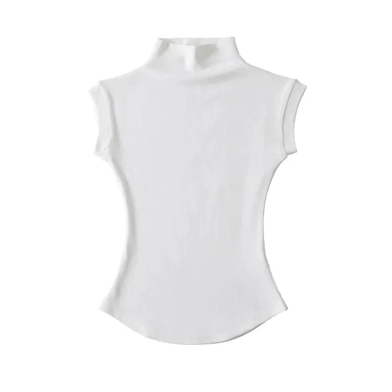 Sleek Sleeveless Turtleneck Summer Tee