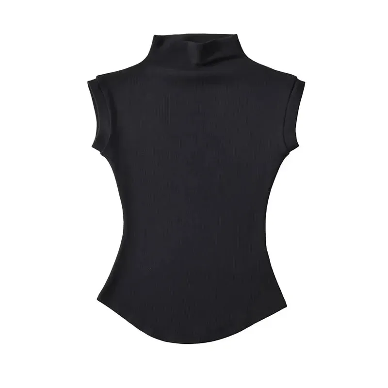 Sleek Sleeveless Turtleneck Summer Tee