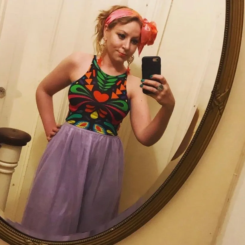 Sleeveless Crop Top in Black Rainbow Lycra Femina Magicae