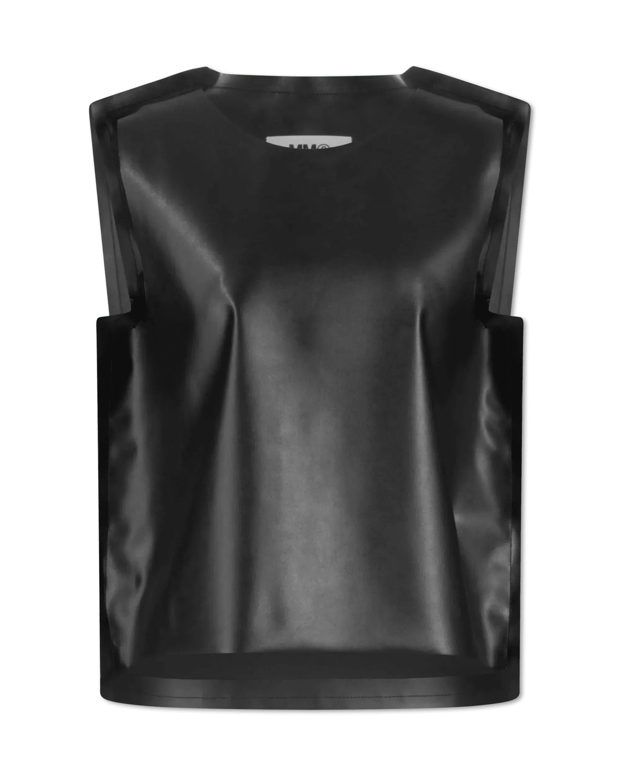 Sleeveless Faux Leather Boxy Top
