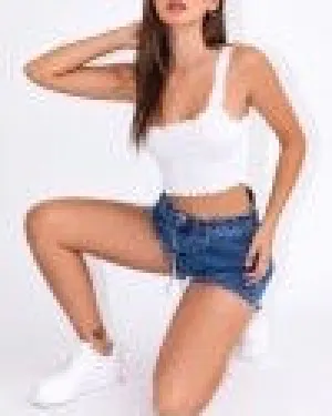 Sleeveless Lettuce Hem Crop Top