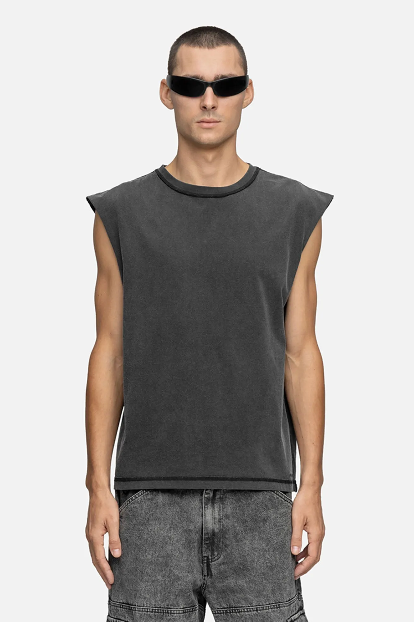 SLEEVELESS T-SHIRT WASHED BLACK