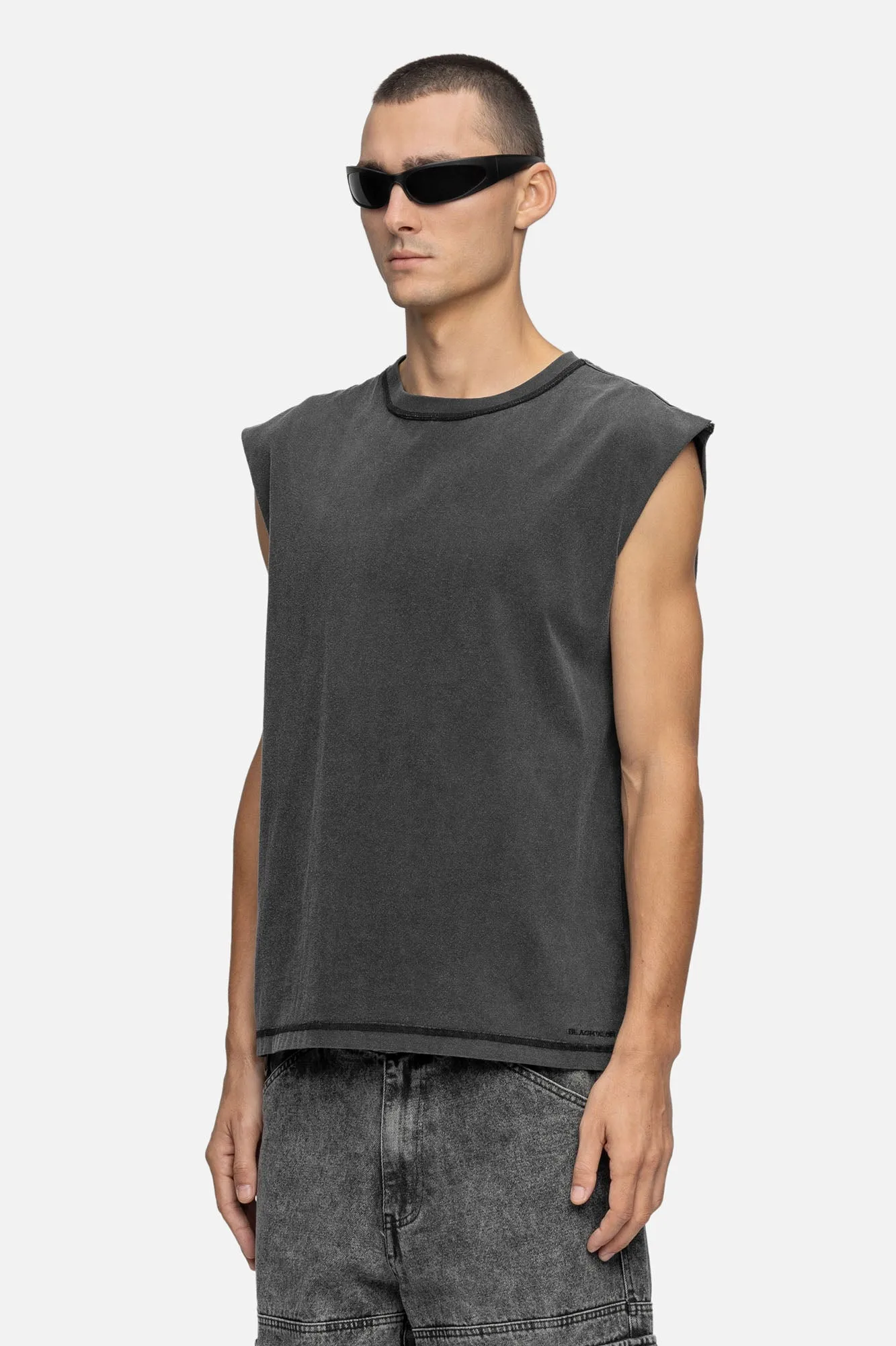 SLEEVELESS T-SHIRT WASHED BLACK