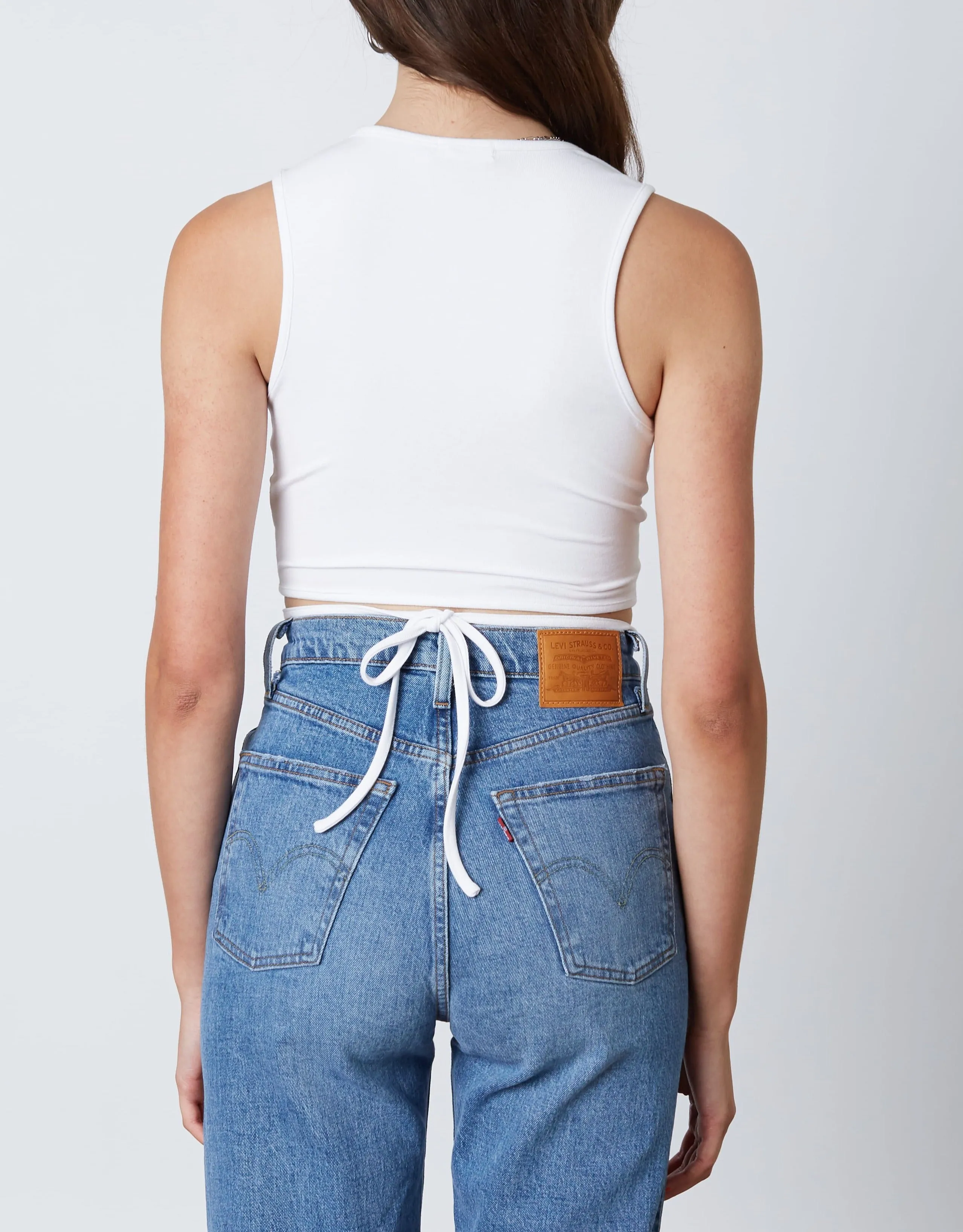 Sleeveless Tie Corset Panel Crop Top
