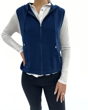 SLEEVELESS ZIP UP SWEATER
