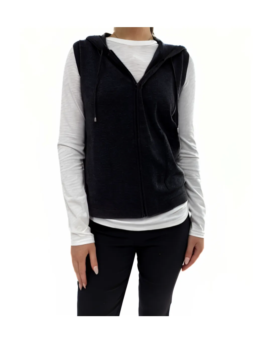 SLEEVELESS ZIP UP SWEATER