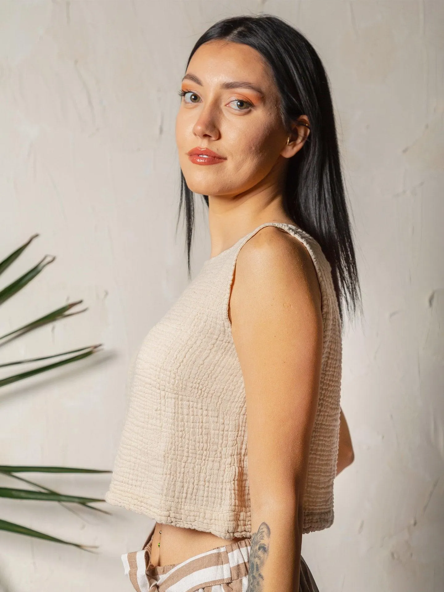 Soft Muslin Cotton Sleeveless Green Blouse