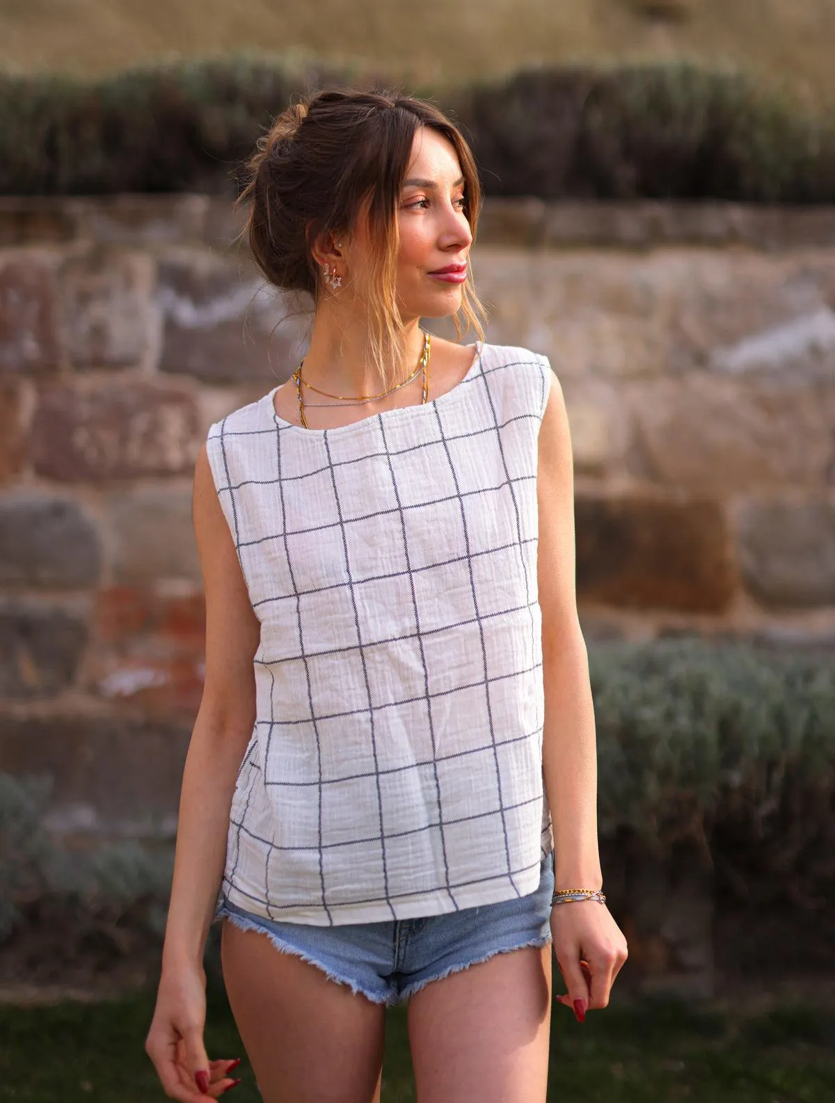 Soft Muslin Cotton Sleeveless Green Blouse