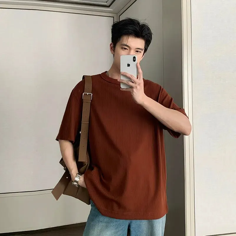 Solid Color Round Neck T-shirt