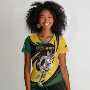 Springbok South Africa Cricket Custom Women V-Neck T-Shirt Unique Pattern LT9