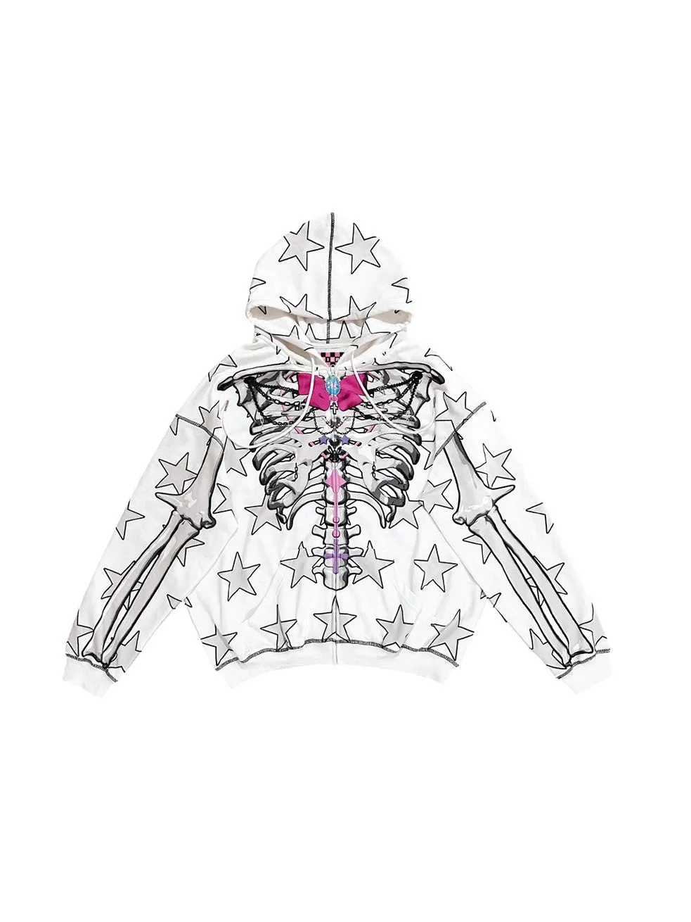 Star Skull Printed Loose ZIP-Up Parka【s0000004228】