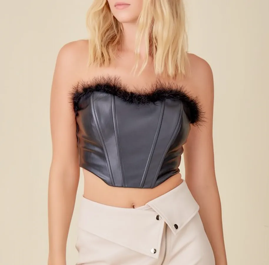 Strapless Leather Corset Top