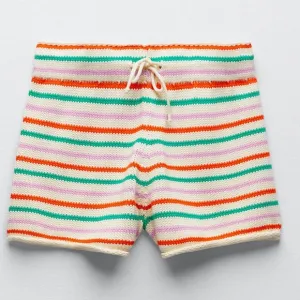 STRIPED KNIT SHORTS ZARA NWT