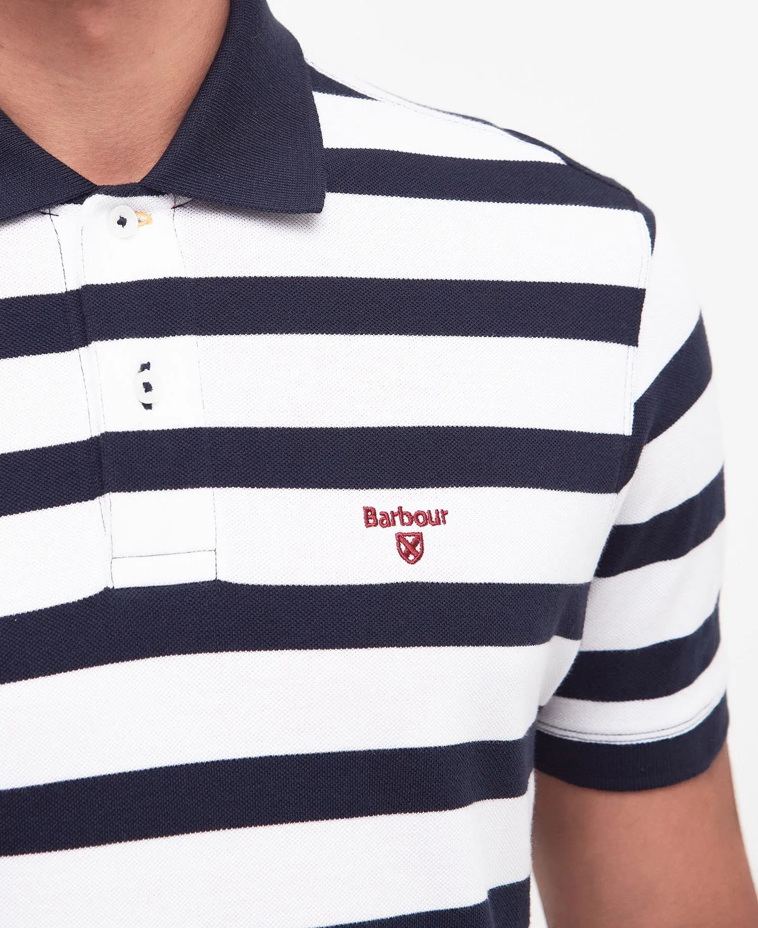 Striped Sports Polo Shirt in Navy