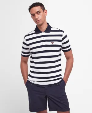 Striped Sports Polo Shirt in Navy