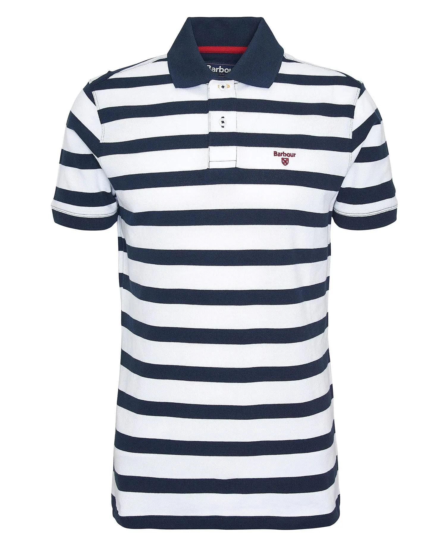 Striped Sports Polo Shirt in Navy
