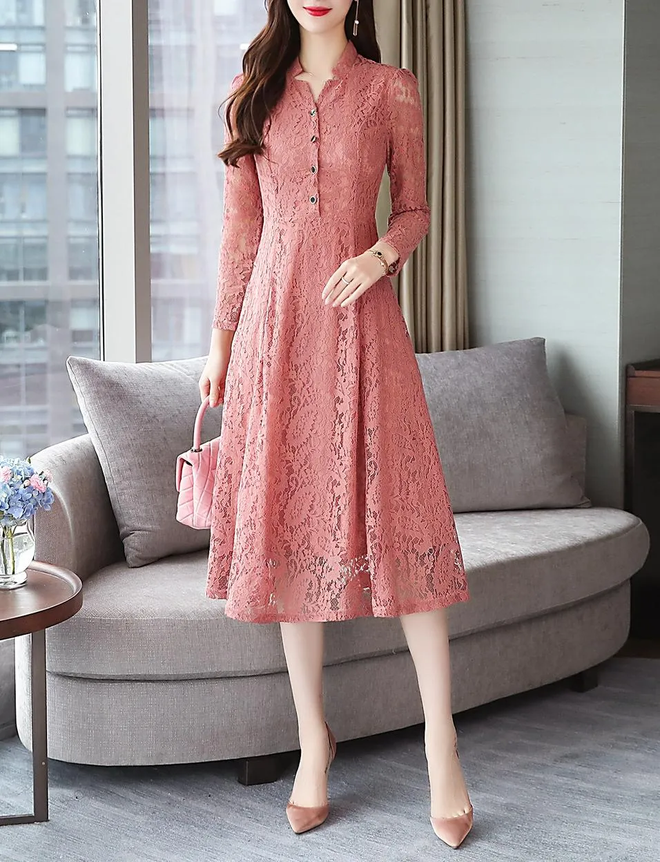 Stylish Button-up Long Sleeve T-Shirt Dress for a Flattering Fit