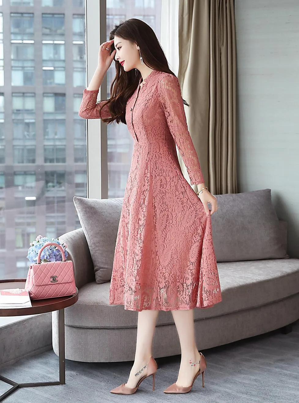 Stylish Button-up Long Sleeve T-Shirt Dress for a Flattering Fit