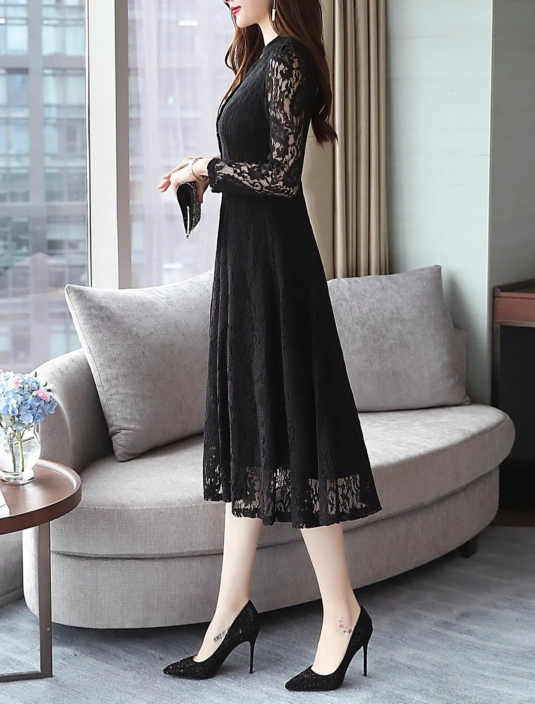 Stylish Button-up Long Sleeve T-Shirt Dress for a Flattering Fit