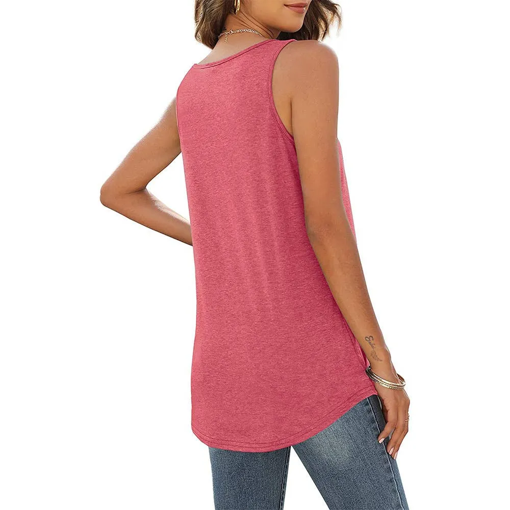 Summer Tank Tops V-neck Sleeveless Pleated Tops