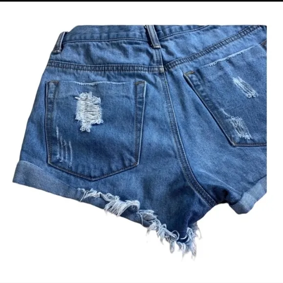 Superdown Light Wash High Waisted Distressed Button Fly Shorts Size 26