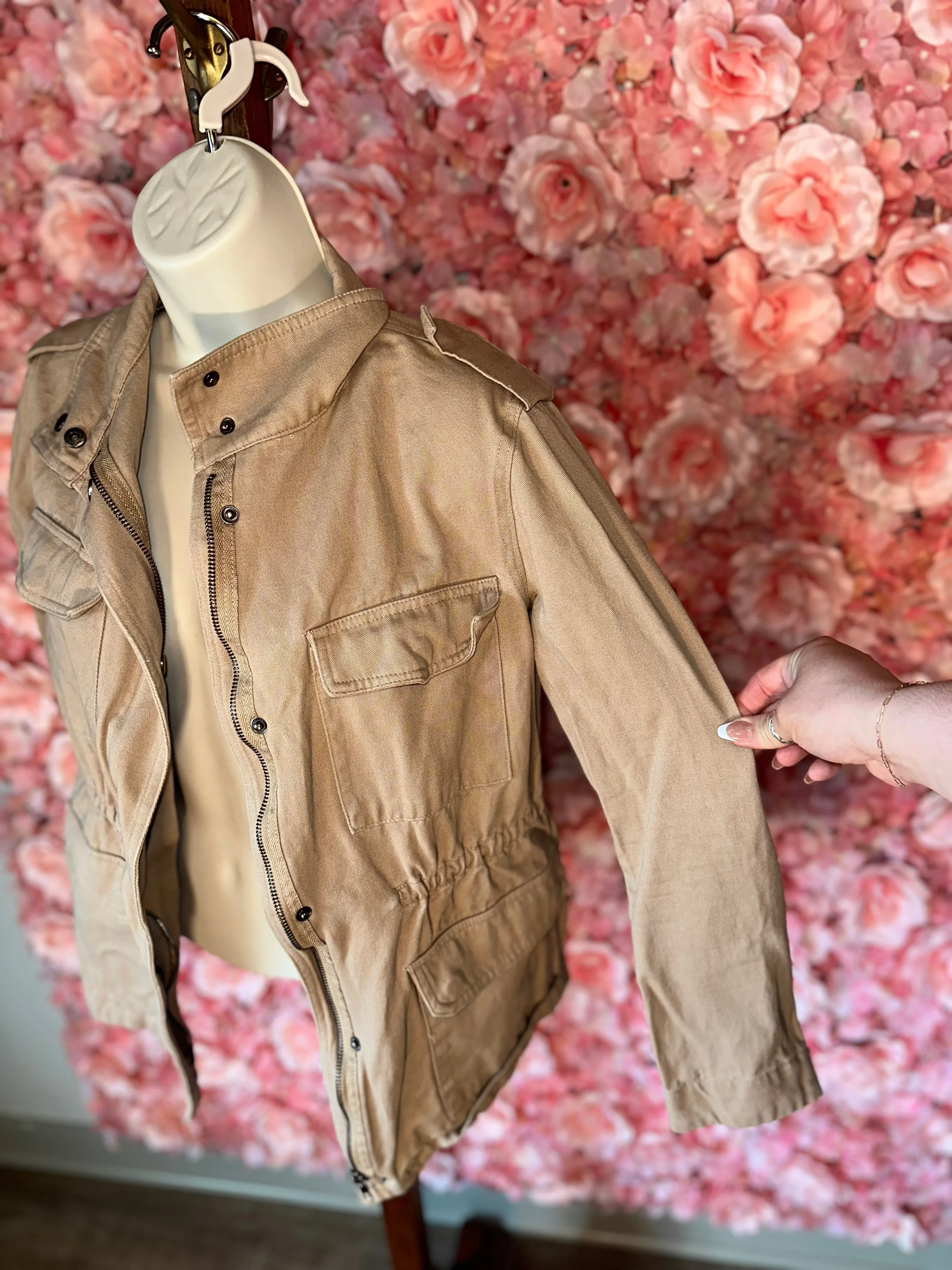 Tan Zip Up///Button Up Jacket (Small)