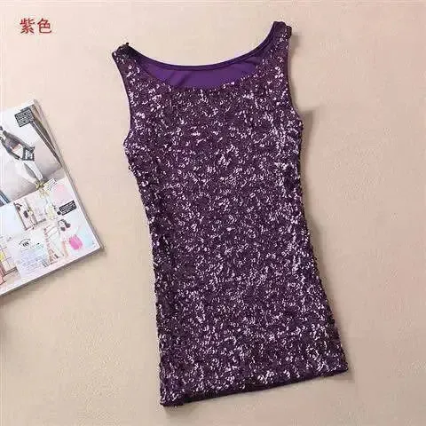 Tank Tops Women Clothing Summer Sleeveless Casual Slim Shirt Woman Streetwear Sexy Sequins Top Ladies Clothes Camis